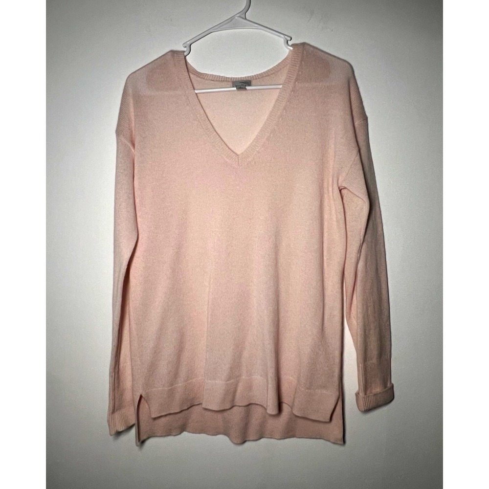 Halogen Women's 100% Cashmere Pink V-Neck Knit Pullover Sweater Sz S